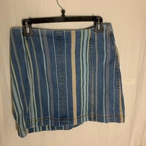 Color Stripped Jean Skirt
